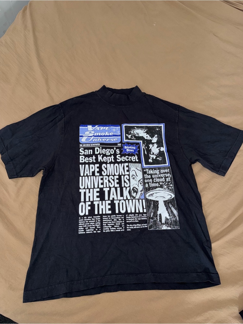 Los Angeles Apparel Black Tee with White & Blue Graphic